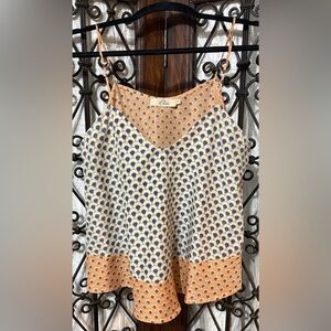 Elegant Patterned Camisole in Orange and Blue